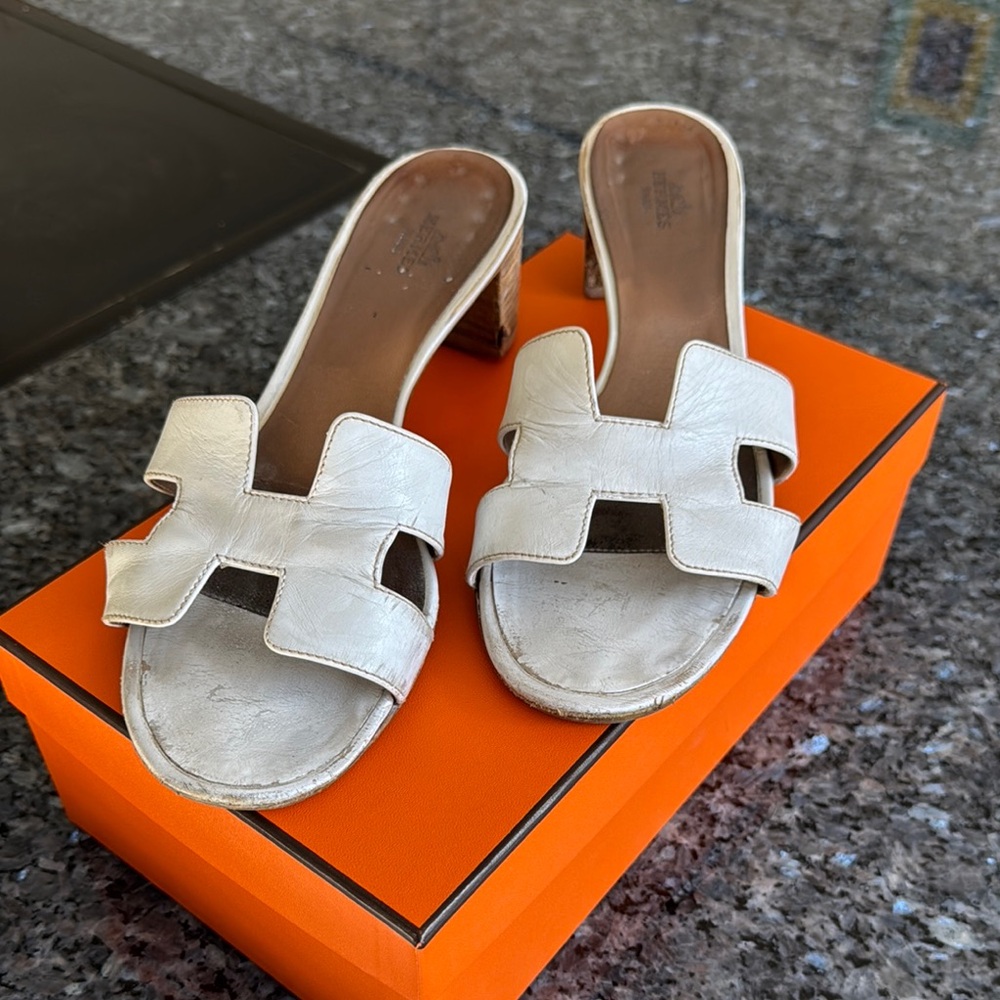 Hermes Oasis sandals - white leather - size 40/10